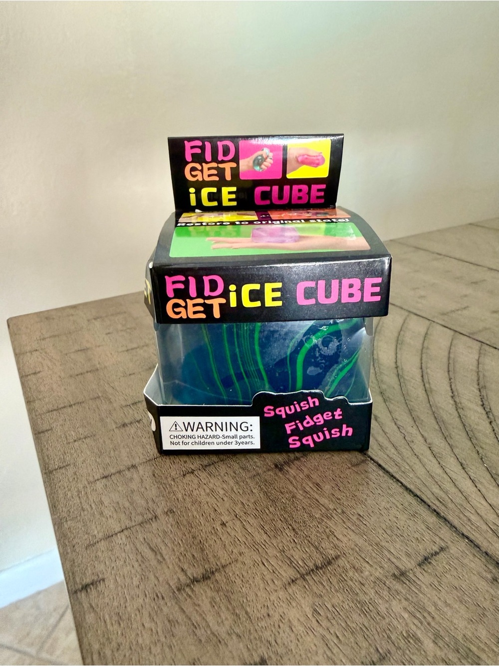 Blue & Green Swirl Fidget Ice Cube Squishy Stress Toy – New in Box